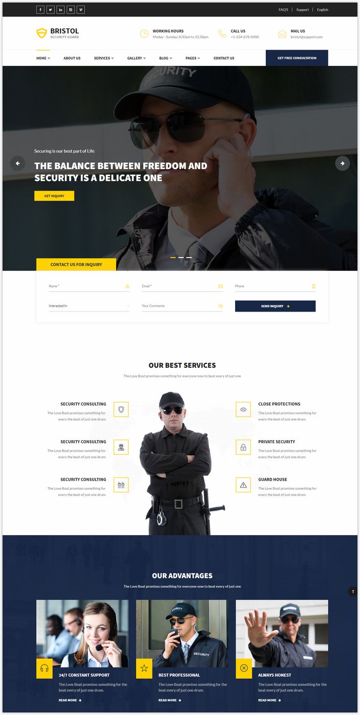 Bristol - Security Services HTML Template