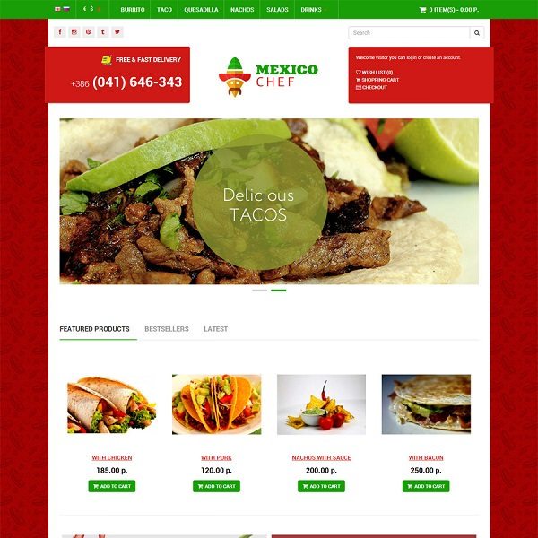 Chef Delivery - OpenCart Bootstrap Template