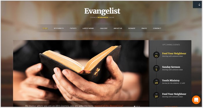 Church WordPress PHP Theme Evanglist