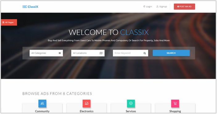 ClassiX – Free Bootstrap HTML5 Classified ads Template 