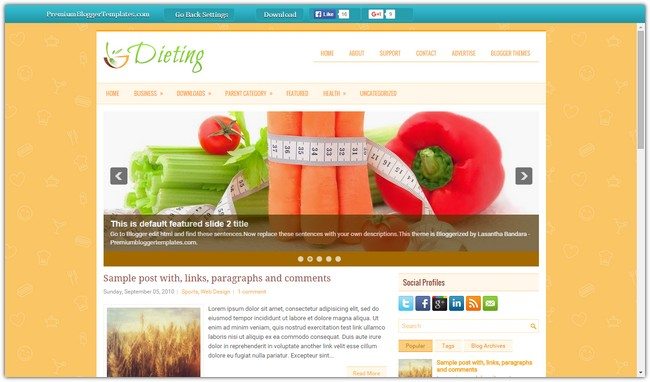 Dieting Blogger Template