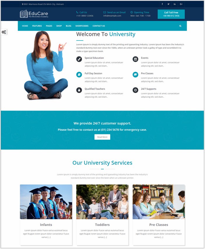 EduCare - Education With RTL Ready Website Template