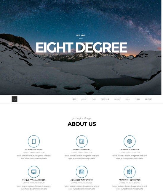 Eight Degree - One Page Parallax Theme