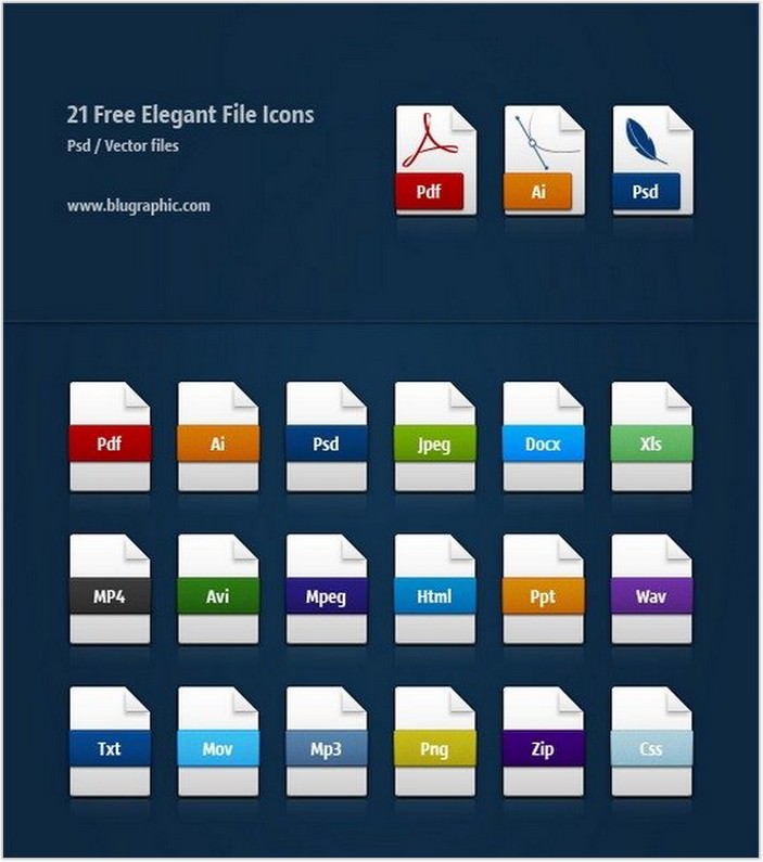 Elegant File Icons (Psd Vector Png)