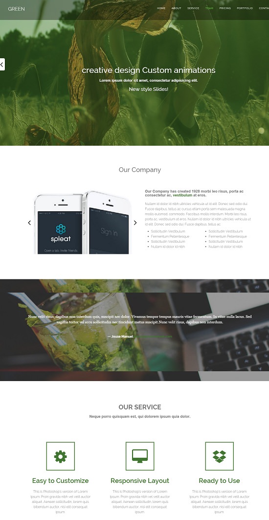 Green-Free one page HTML Bootstrap template