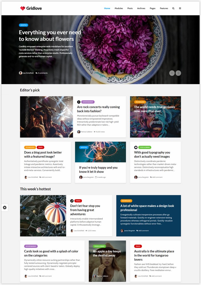 Gridlove - Creative Grid Style News & Magazine WordPress Theme