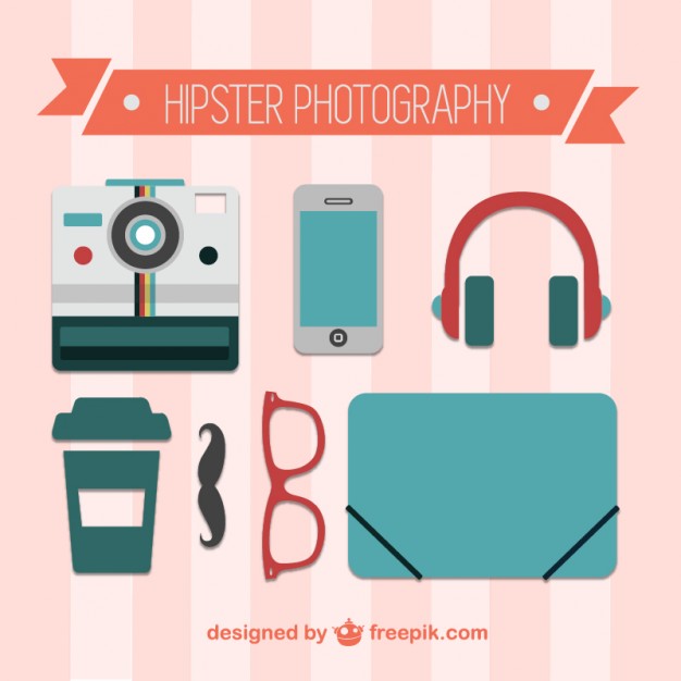 Hipster photography elements pack Free Vector