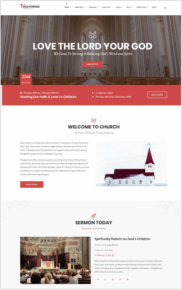 HolyCross Church PHP WordPress Theme