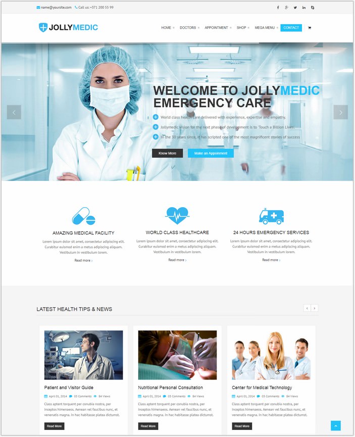 Jollymedic – Hospital Medical HTML5 PHP Website Template