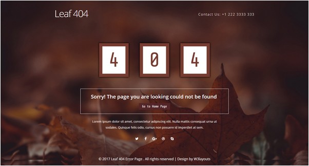 Leaf 404 Error Page Flat Responsive Widget Template