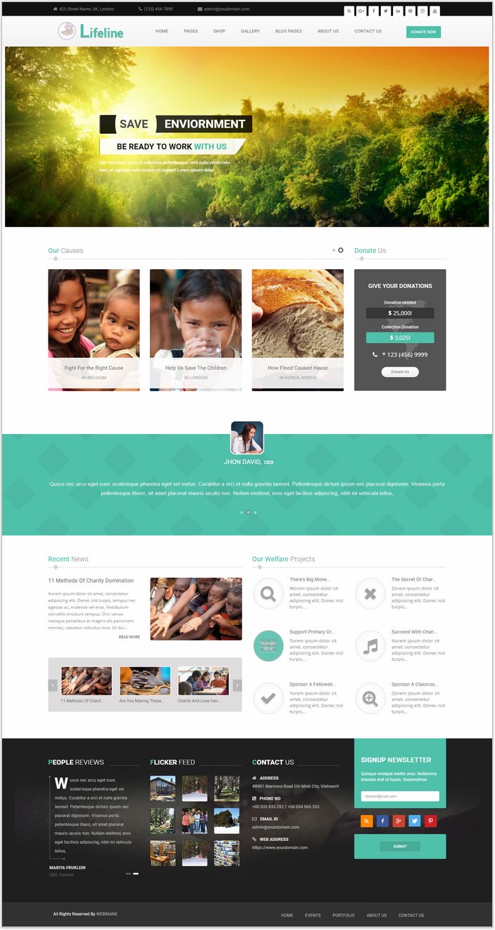 Lifeline - NGO Charity Fund Raising WordPress Theme