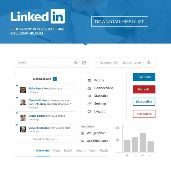 LinkedIn Redesign – FREE UI KIT