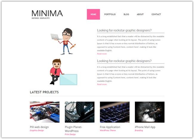 Minima Freebiesxpress Mobile Website Template