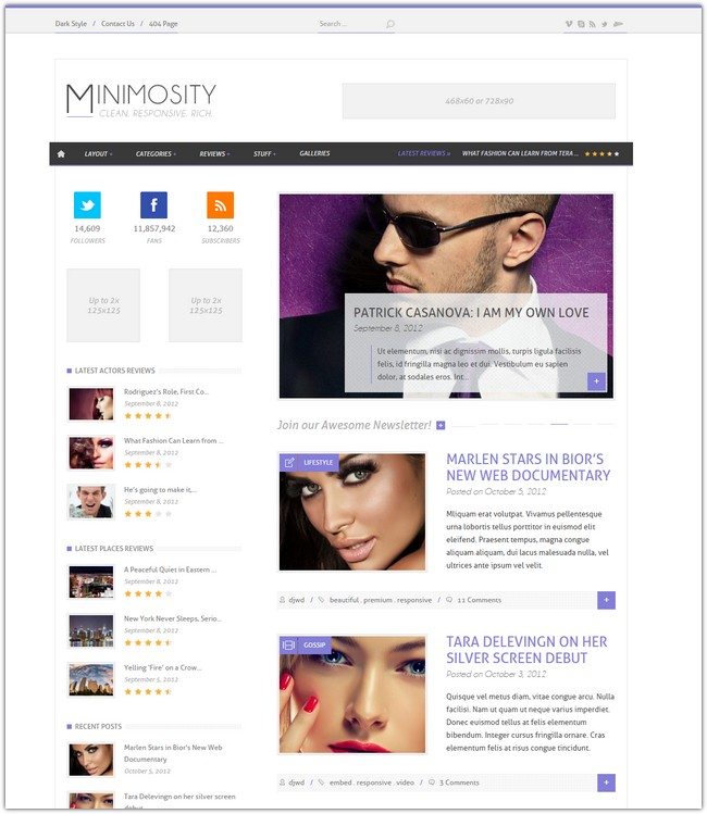 Minimosity - Magazine, Reviews and News WP Theme