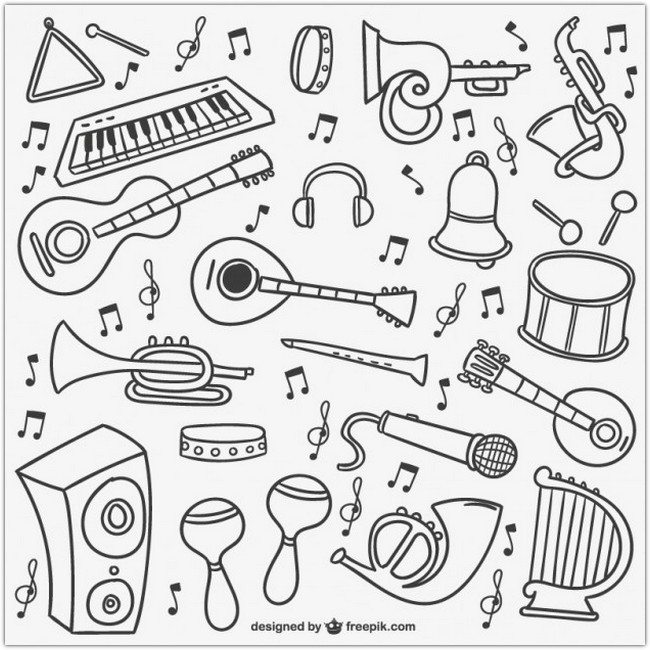 Music doodles pack Free Vector