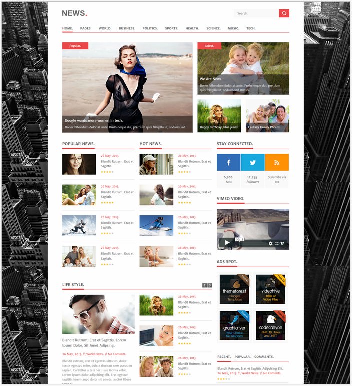 Template News Html5 Free Printable Templates