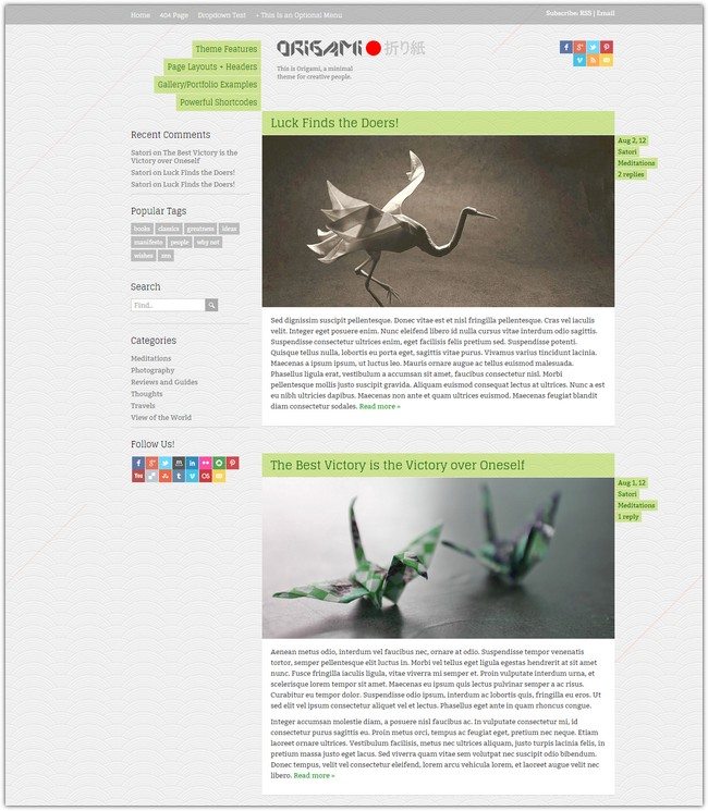 Origami - Minimal Responsive WordPress Theme