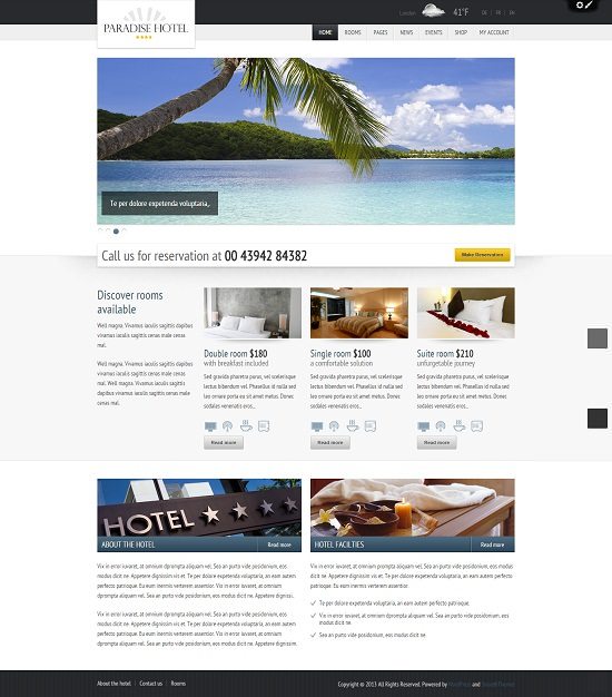 Paradise Hotel - Responsive WordPress Hotel Theme