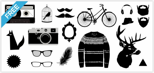Photoshop Brushes Vector PNG – Hipster graphics