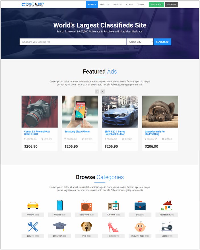 Post and Buy - Classified Ads HTML Template