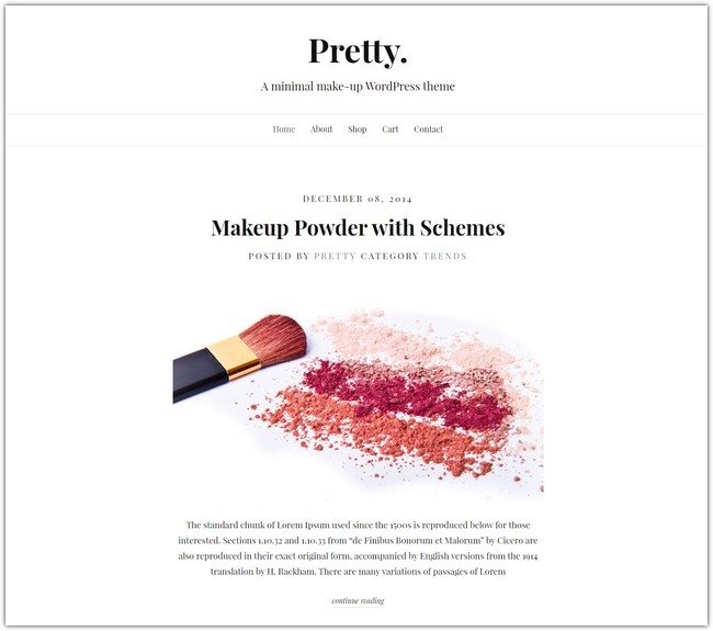 Pretty - Minimal Makeup Responsive WordPress Theme