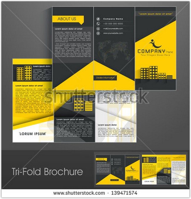Professional business three fold flyer template