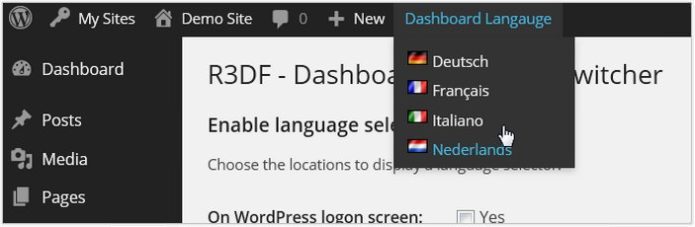 R3DF Dashboard Language Switcher