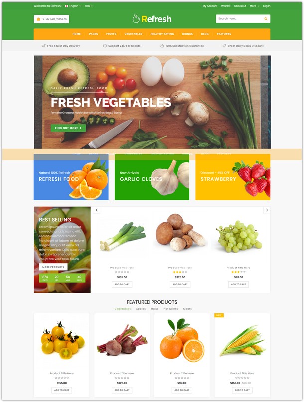 Refresh - Food & Restaurant Website Template