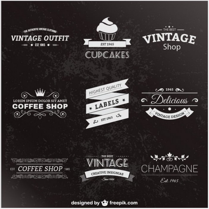 Retro style labels pack Free Vector 