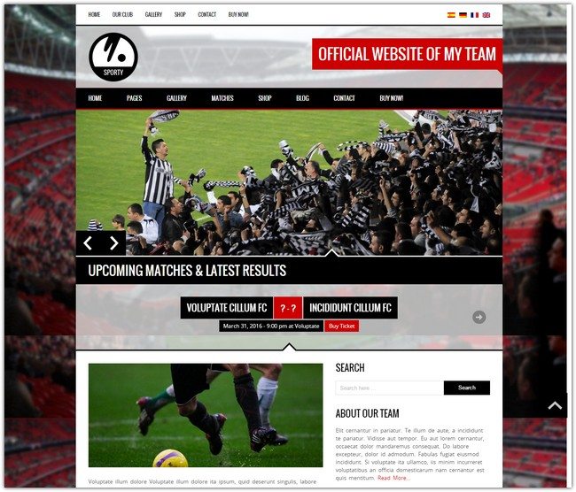SPORTY-Responsive WordPress Theme for Sport Clubs