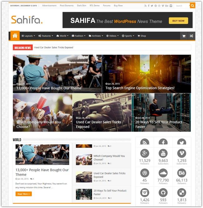 Sahifa - Responsive WordPress Magazine Newspaper Theme
