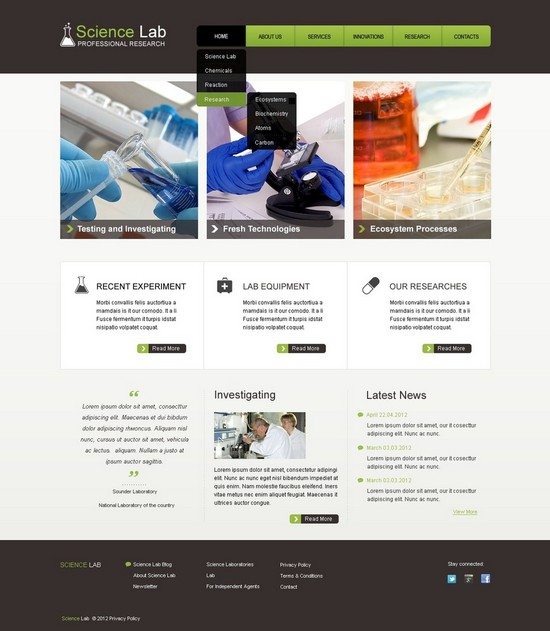 Science Lab Research Website Template