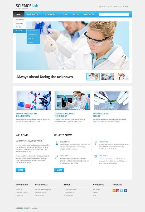 Science Lab Responsive Website Template