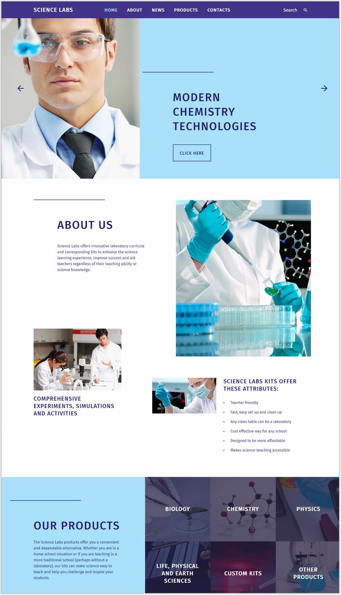 Science Labs Website Template