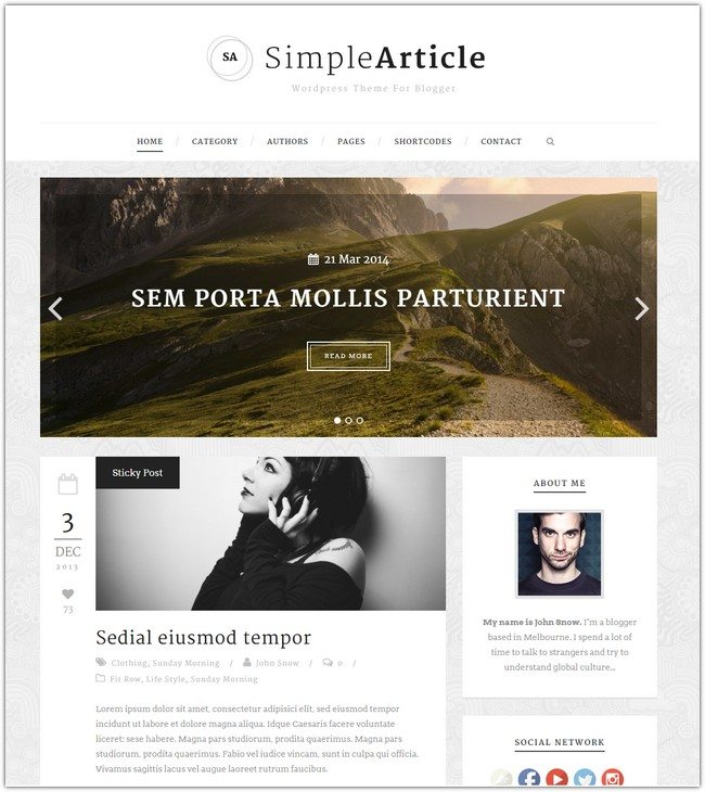 Simple Article - WordPress Theme For Personal Blog