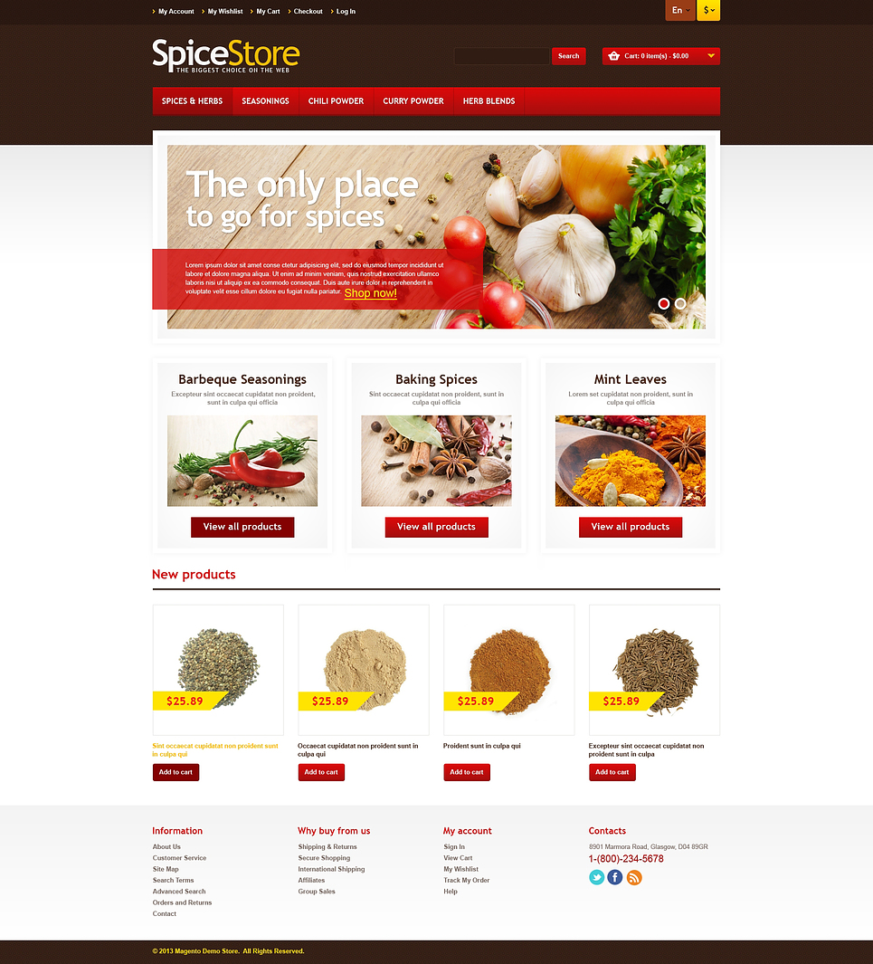 Spices for Any Dishes Magento Theme
