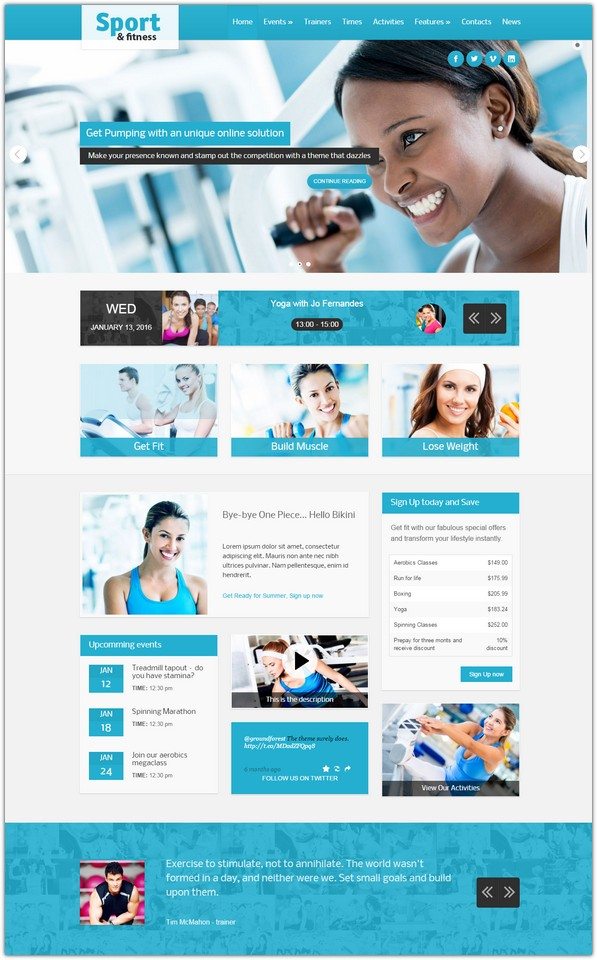 Sport & Fitness Theme for Gyms & Fitness clubs