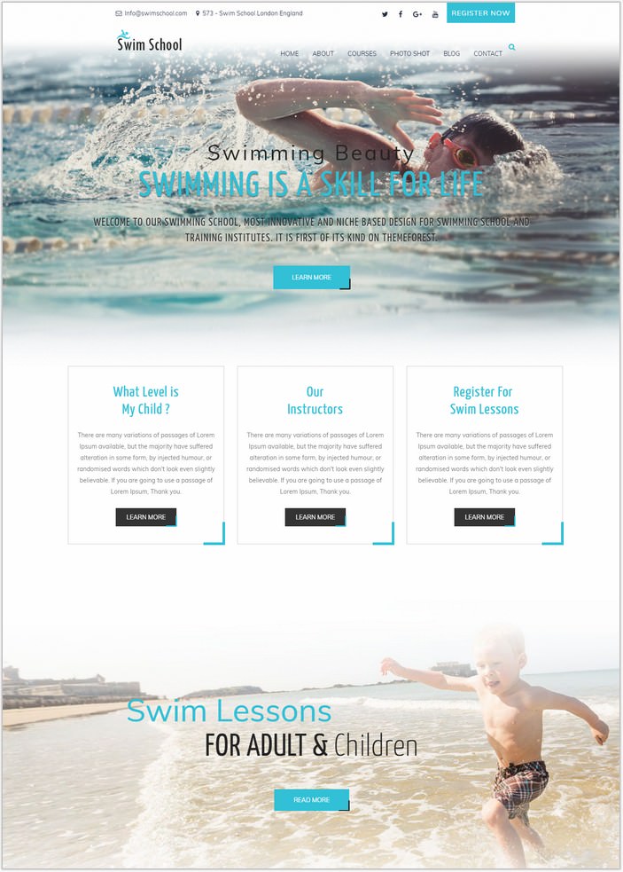 Swim School WordPress