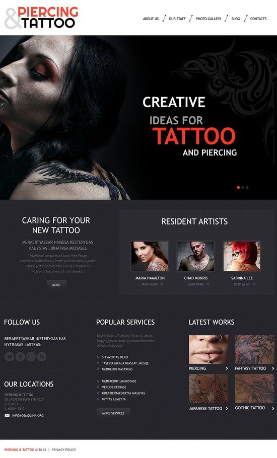 Tattoo Art Salon WordPress Theme