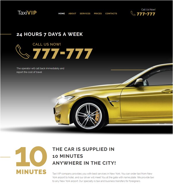 Taxi Vip Website Template