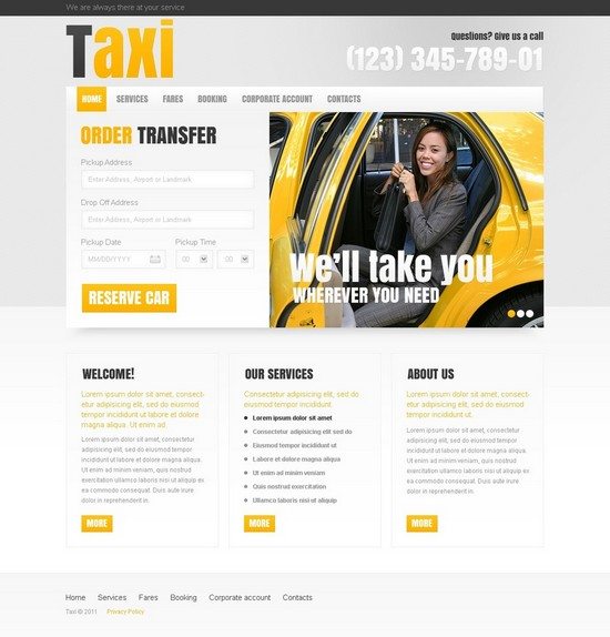 Taxi Website Templates