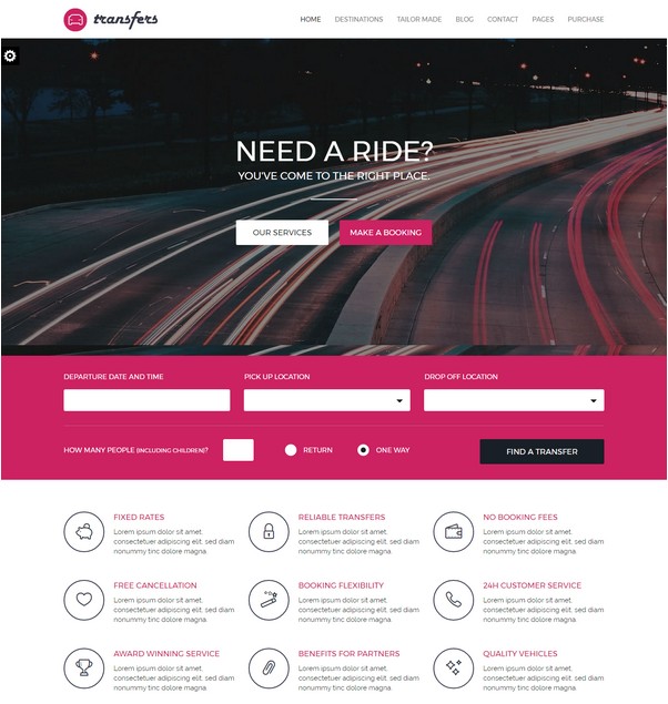 Transfers - Transport and Car Hire HTML Template