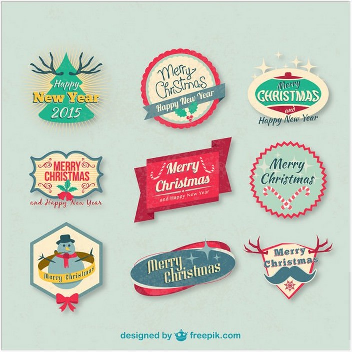 Vintage Christmas Badges Pack Free