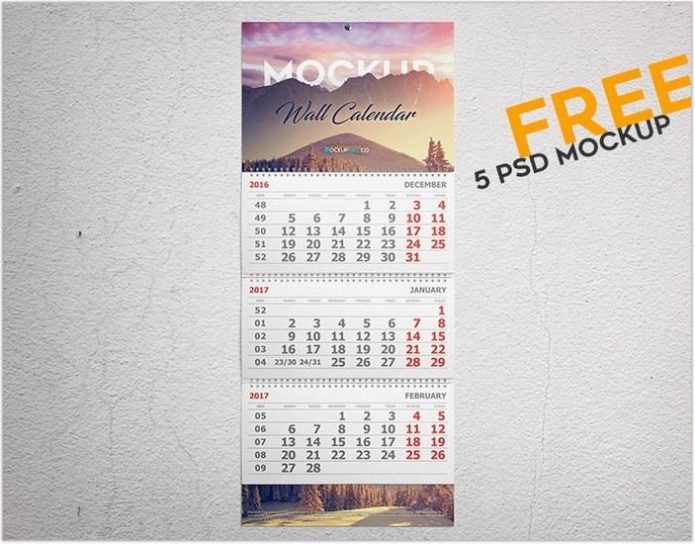 45 Calendar Mockup Templates For New Year Templatefor