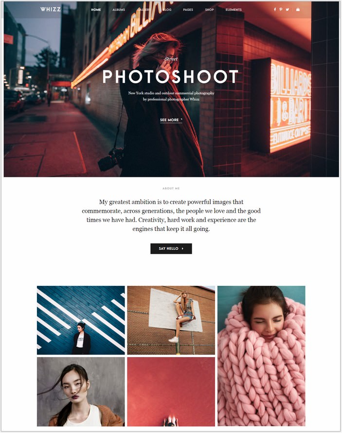 Whizz PHP WordPress Theme for Photography