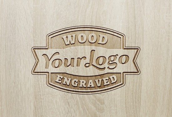Wood Engraved Logo MockUp 2