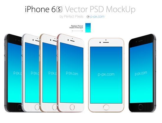 iPhone 6S front and angled views PSD + Ai mockup