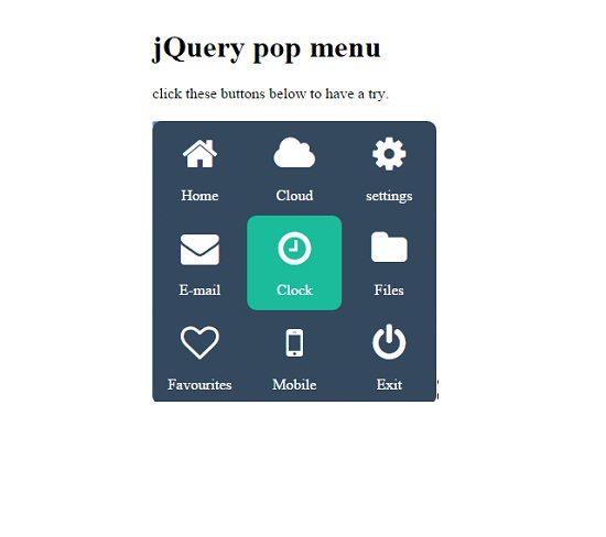 jQuery pop menu