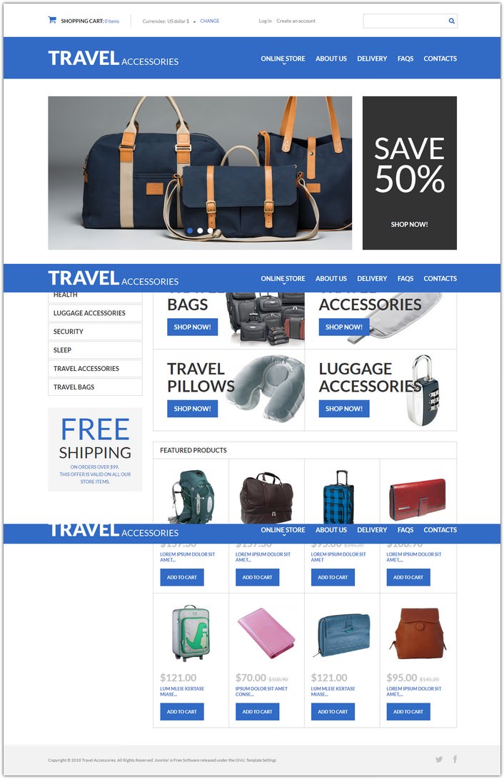 Travel Products VirtueMart Template