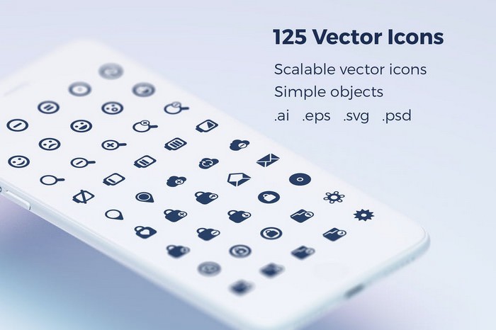 125 Glyph Icons - Vector pack